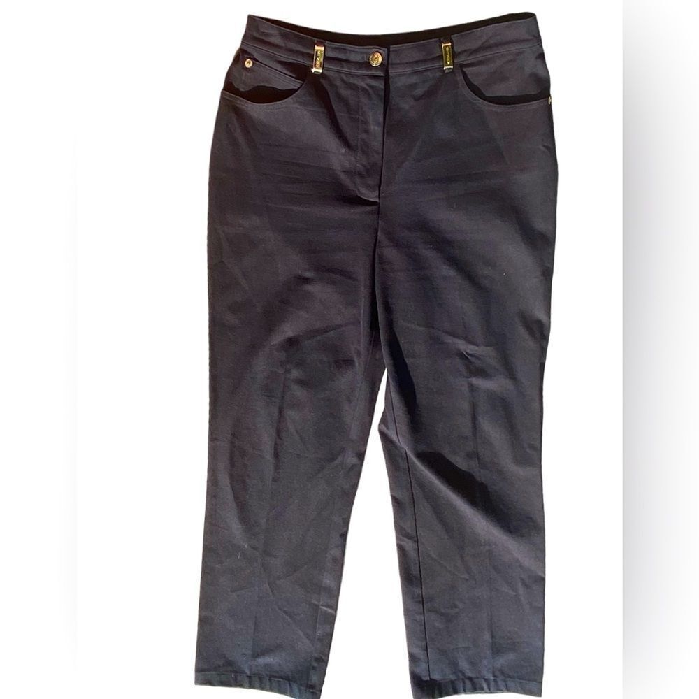 ST. JOHN Sport Wm’s Sz 10 Black Black Career Work High Rise Trouser Pants